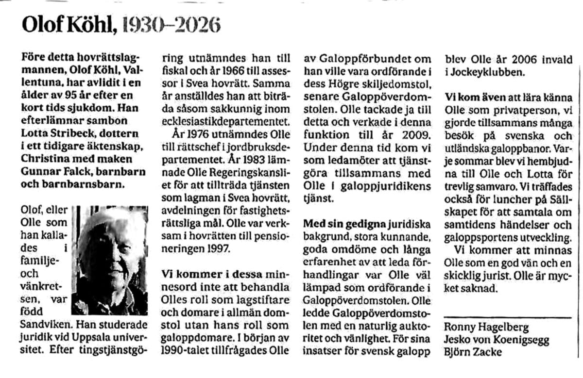 SvD minnesord Olof Köhl